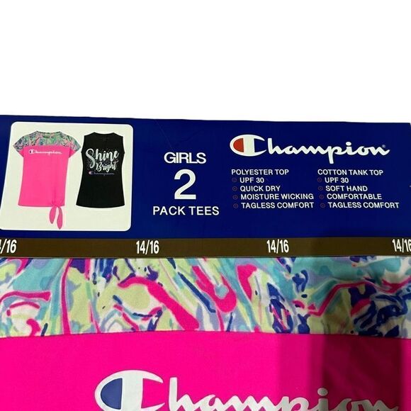 NWT Champion Girls 2-Pack Active Wear UPF 30 Moisture Wicking T-shirts Knockout - Picture 7 of 10